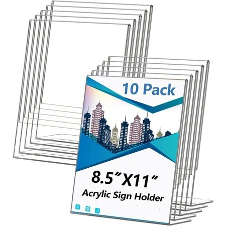 10 pack clear plastic table flyer display stand.webp